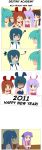 animal_ears asahina_mikuru blue_eyes blue_hair brown_eyes brown_hair bunny_ears bunnysuit comic dra2k4 hakurei_reimu hatsune_miku highres hiiragi_kagami izumi_konata kaito lucky_star new_year reisen_udongein_inaba suzumiya_haruhi suzumiya_haruhi_no_yuuutsu touhou vocaloid rating:Safe score:0 user:danbooru