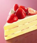 copyright_request dessert finished food fruit gradient gradient_background highres makoto_k_7900 no_humans photorealistic pink_background reflection shadow slice_of_cake strawberry t_repens whipped_cream rating:Safe score:4 user:danbooru