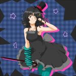 akiyama_mio akiyama_mio_(cosplay) amagami armpits black_eyes black_hair cane cosplay daniel_(artist) don't_say_"lazy" don't_say_"lazy" dress grin hat k-on! messy_hair mini_top_hat pantyhose plaid plaid_background smile solo tanamachi_kaoru top_hat wink rating:Safe score:0 user:danbooru