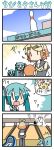 >_< 3girls 4koma :d aqua_hair blonde_hair blue_sky bowling chibi_miku closed_eyes comic detached_sleeves failure hair_ribbon hatsune_miku kagamine_rin minami_(colorful_palette) multiple_girls necktie open_mouth partially_translated ribbon shirt shorts sky smile surprised sweatdrop translation_request twintails vocaloid xd |_| rating:Safe score:0 user:danbooru
