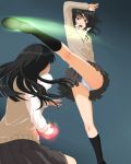 2girls amagami ayatsuji_tsukasa battle black_eyes black_hair kicking long_hair messy_hair multiple_girls panties pantyshot school_uniform short_hair sweater sweater_vest tanamachi_kaoru toki_(artist) underwear white_panties rating:Safe score:1 user:danbooru