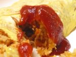 bad_id egg food granada ketchup no_humans omurice photorealistic rice still_life rating:Safe score:1 user:danbooru