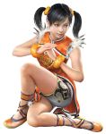 1girl 3d black_hair bracelet brown_eyes chinese_clothes closed_mouth female full_body jewelry ling_xiaoyu looking_away looking_to_the_side namco no_socks official_art shorts simple_background solo tekken tekken:_blood_vengeance tekken_3 transparent_background twintails rating:Safe score:6 user:danbooru