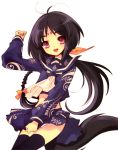  1girl belly black_hair eyebrows_visible_through_hair noizi_ito open_mouth panties pink_eyes solo tagme tail thigh-highs twintails 