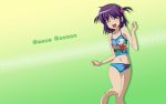  bikini closed_eyes hayate_no_gotoku! navel purple_hair segawa_izumi short_hair smile swimsuit 
