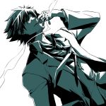  cigarette dutch_angle emiya_kiritsugu facial_hair fate/zero fate_(series) male necktie nonosaki smoking solo stubble white_background 