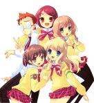 1boy amamori_yayoi asamiya_akino fukamichi_nobuko koiwai_flora multiple_girls nanatsuiro_drops noizi_ito school_uniform