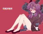 blush fukai_ryousuke gloves long_hair mech mecha_musume necktie pink_eyes purple_hair shiera_(vanpri) sitting skirt solo uniform vanguard_princess wallpaper 