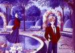  bishoujo_senshi_sailor_moon couple flower kaiou_michiru outside park ten&#039;ou_haruka wavy_hair yuri 