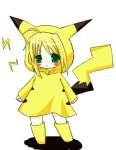  1girl ahoge animal artoria_pendragon_(all) blonde_hair chibi fate/stay_night fate_(series) green_eyes pikachu pokemon saber solo tagme 