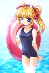 ayu ayu_daikuuji blush bow kimi_ga_nozomu_eien long_hair school_swimsuit swimsuit twintails water wet 