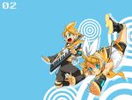  blonde_hair blue kagamine_len kagamine_rin keyboard mknown siblings twins vocaloid 