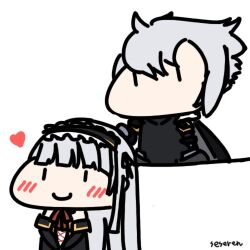 1boy 1girl animated_gif headpat long_hair seseren short_hair silver_hair