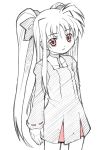  long_hair lowres mahou_shoujo_lyrical_nanoha monochrome sketch skirt twintails 