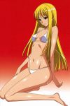  bikini blonde_hair highres hime kaibutsu_oujo long_hair simple_background swimsuit wet 