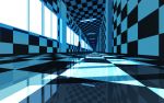  108 checkered hallway highres original perspective polychromatic reflection scenery wallpaper widescreen 