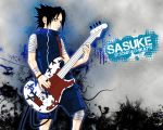 black_hair guitar naruto short_hair solo uchiha_sasuke 