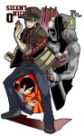  2boys alessa_gillespie artist_request belt black_hair blood butcher checkered child cleaver dual_persona fist food hat helmet house lowres male manly meat nails ponytail pyramid school_uniform shadow shoes silent_hill_0 sleeves_rolled_up smokestack source_request travis_o&#039;_grady vest 