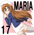  blush brown_hair glasses hair hayate_no_gotoku! long_hair maria miniskirt 