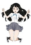  1girl akiyama_mio black_eyes black_hair blush k-on! legs long_hair mura_(kanojo_no_oukoku) school_uniform skirt solo 