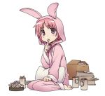  animal_ears ashtray barefoot bunny_ears can cigarette hoodie kizaki pajamas pink_eyes pink_hair rabbit_ears short_hair to_aru_majutsu_no_index tsukuyomi_komoe 