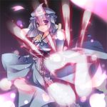  duplicate hands hat japanese_clothes lowres purple_eyes purple_hair saigyouji_yuyuko short_hair solo t-ray touhou 