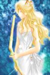  bare_shoulders blonde_hair bow_(weapon) dress female final_fantasy final_fantasy_iv long_hair rosa_farrell solo soragoto tiara 