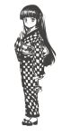  child clog_sandals japanese_clothes kimono long_hair monochrome mura_(kanojo_no_oukoku) 