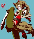  braid egawa_satsuki fighting_stance original satsuki_(dorowa) solo tail 