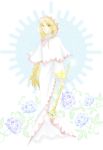  blonde_hair blue_eyes female final_fantasy final_fantasy_iv flower hood long_hair robe rosa_farrell solo soragoto very_long_hair wand white_mage 