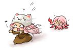  :d animal_ears animal_hat cat_ears cat_hat chibi hat megurine_luka megurine_luka_(toeto) o_o open_mouth run_away running scared simple_background smile takoluka tears toeto_(vocaloid) vocaloid 