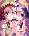  blush cheek_to_cheek eightman hand_holding hat holding_hands hong_meiling multiple_girls patchouli_knowledge smile touhou 