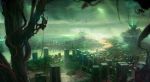  blurry building city cityscape climbing cloudy_sky depth_of_field forest gary_tonge gun landscape nature original overgrown plant post-apocalyptic rifle river rope ruins scenery science_fiction solo spider sunbeam sunlight tree wallpaper weapon 