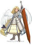  armor blonde_hair gauntlets go_robots greaves huge_weapon long_hair red_eyes sword very_long_hair waguruma! weapon wings 