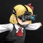  1girl blonde_hair chanko night_vision_goggles outstretched_arms rumia short_hair solo spread_arms touhou 