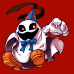  bow doopliss ghost hat naco24 paper_mario party_hat red_background simple_background solo 