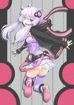  1girl from_behind long_hair looking_at_viewer looking_back open_mouth purple_hair smile solo t2r twintails violet_eyes vocaloid yuzuki_yukari 