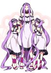  3girls dress euryale fate/hollow_ataraxia fate_(series) headdress height_difference multiple_girls purple_hair rider sandals sexy44 siblings sisters stheno twintails violet_eyes white_dress 