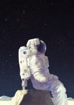  astronaut doll helmet moon sanbonzakura sitting solo space spacesuit star uchuu_kyoudai 