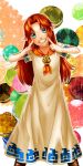  1girl blue_eyes boots child finger_smile grin highres long_dress long_hair malon neckerchief ocarina_of_time pointy_ears redhead smile solo the_legend_of_zelda yuu_(yes_but_so_what) 