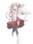  1girl blue_eyes long_hair nightmare_cat silver_hair solo thigh-highs twintails 