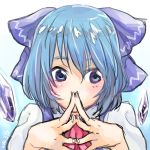  cirno face furinpurin solo steepled_fingers touhou 