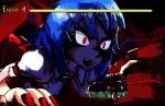  ascot battle blue_hair fangs giantess gohei hakurei_reimu health_bar nail_polish red_eyes remilia_scarlet scarlet_devil_mansion setz touhou 