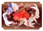  2boys black_hair blue_eyes boots brown_eyes brown_hair cape cat_tail cross fate/zero fate_(series) gloves magical_girl multiple_boys orange-clover tail thigh-highs thigh_boots time_paradox young 