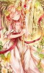  1boy blonde_hair closed_eyes cosplay dress eim_(gaziko) food fruit grapes long_hair magi_the_labyrinth_of_magic scheherazade_(cosplay) scheherazade_(magi) staff titus_alexius trap 