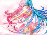 1girl aqua_eyes aqua_hair blue_hair dress hatsune_miku long_hair multicolored_hair nashimura pink_hair solo twintails very_long_hair vocaloid 