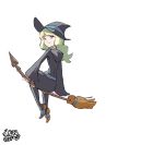  1girl animated animated_gif blonde_hair blue_eyes broom broom_riding hat junkpuyo little_witch_academia sucy_manbabalan thigh-highs witch witch_hat 