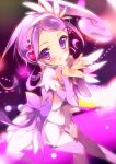  1girl blush boots choker cure_sword dokidoki!_precure headset heart kenzaki_makoto looking_at_viewer magical_girl ponytail precure purple_hair sarico short_hair skirt smile solo thigh-highs thigh_boots violet_eyes 