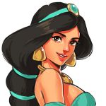  1girl aladdin_(disney) black_hair brown_eyes dark_skin disney earrings jasmine_(disney) jewelry joey_joey_joey necklace solo 