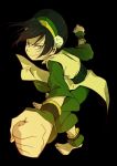  avatar:_the_last_airbender barefoot black_background female simple_background solo toph_bei_fong 